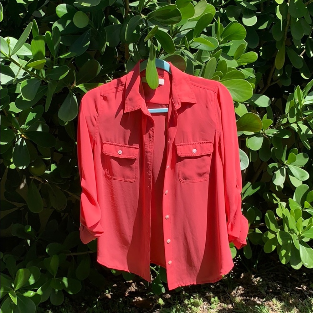 Pink button up blouse